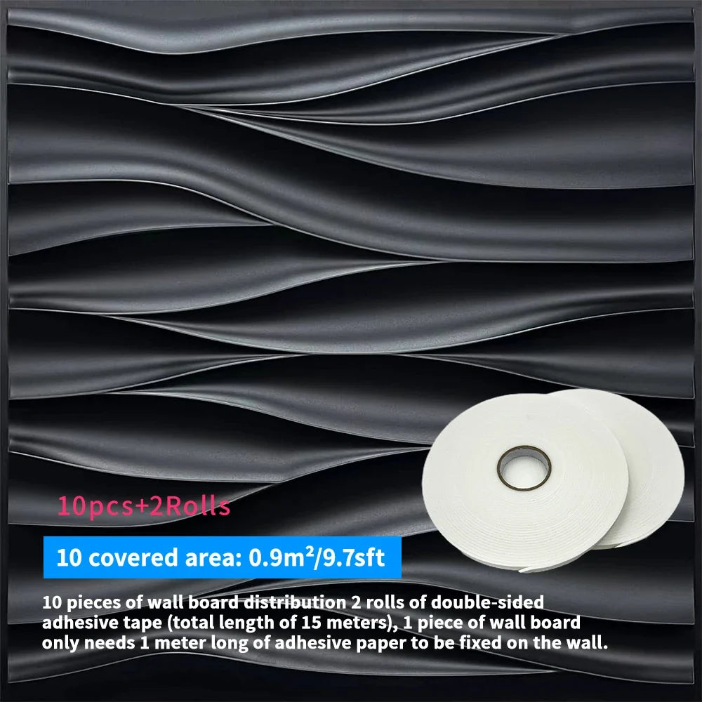30x30cm Three-dimensional Wave Wall Panels Interior Wall Decor Paintable Wallpaper 3D Wall Decor Covering Panels For Living Room