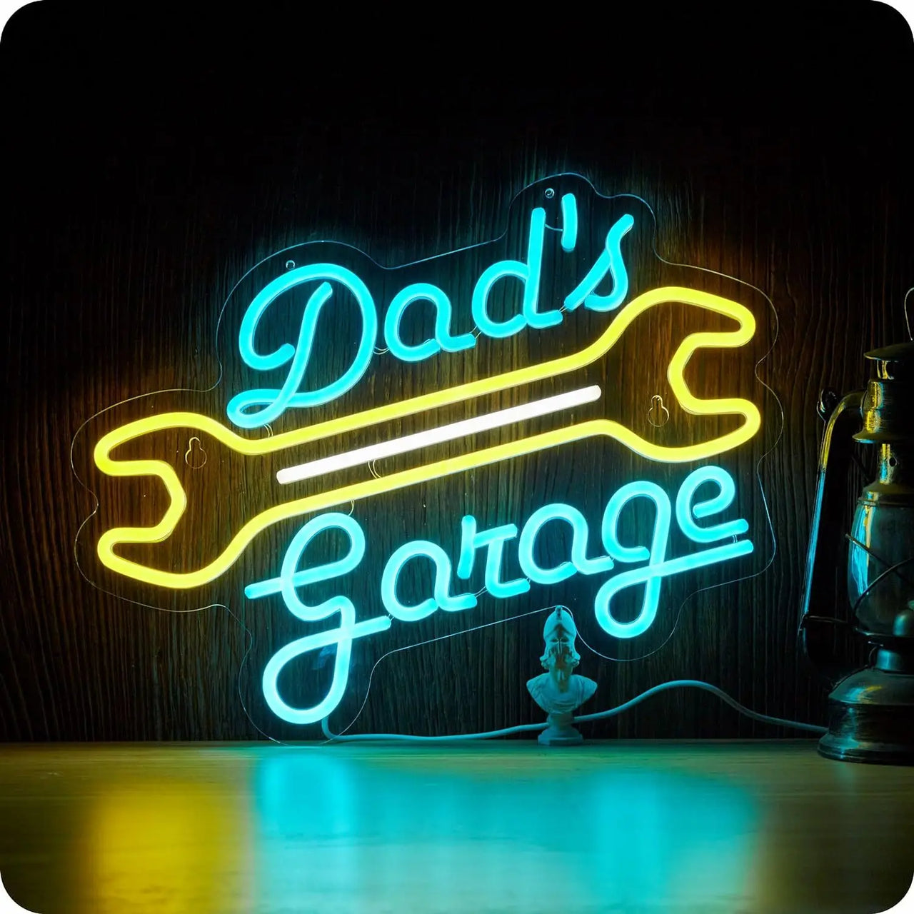 Dad's Garage Neon Sign LED Wall Decor for Car Repair Shop Men's Room Workshop Father's Day Gift for Family USB Powered