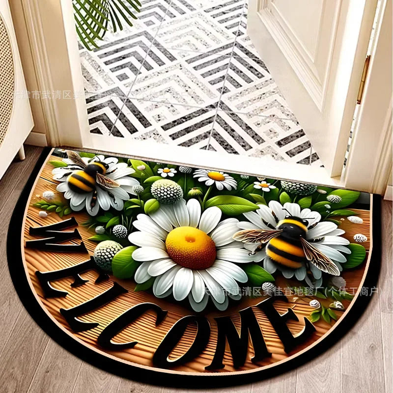 VIKAMA Bohemian Semi-Circular Carpet, Indoor And Outdoor Entrance Mat, Bathroom Door Mat, Soft And Anti-Slip Home Decoration.