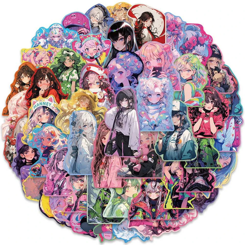 10/30/50pcs Kawaii Anime Girl Cartoon Aesthetic Stickers Decals Laptop Scrapbook Phone Suitcase Fridge Diary Decoration Sticker