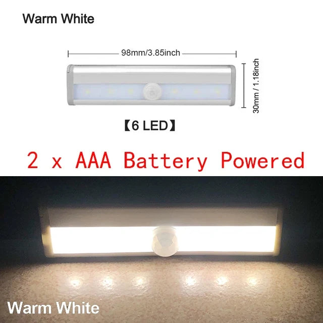 LED Under Cabinet Night Light Motion Sensor Closet Light Kitchen Bedroom Lighting Wall Lamp With Magnetic Strip USB Rechargeable