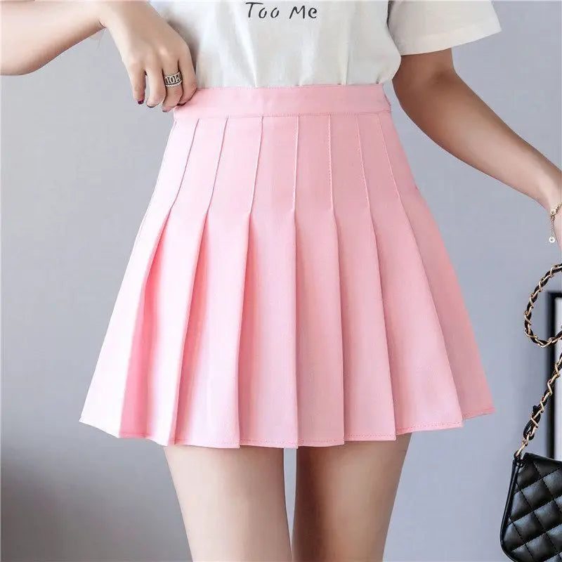 Pleated Mini Skirt with Shorts Women's High Waist A-Line Skater Skort White Black Pink Sporty School Uniform New Fashion HotSale