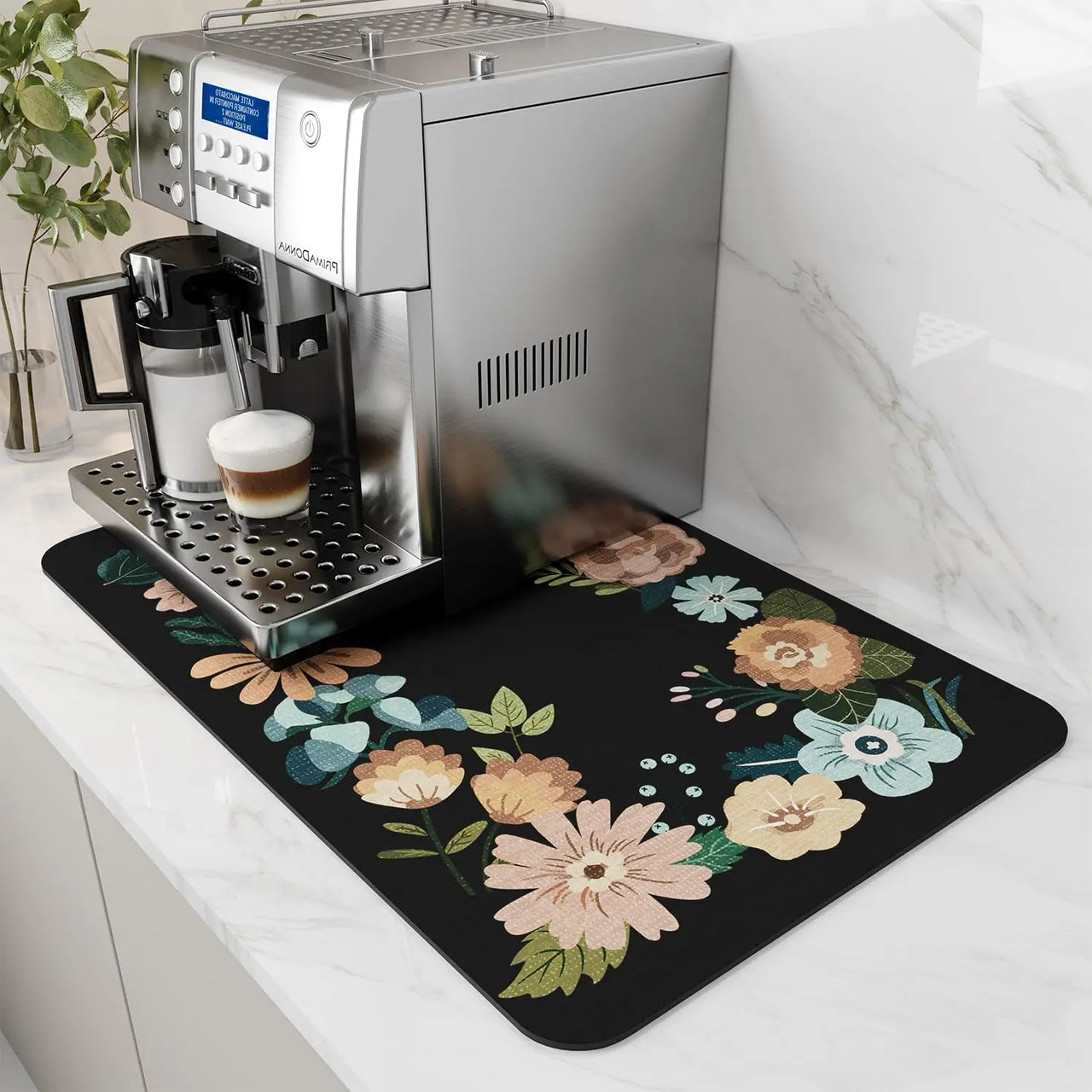 VIKAMA Coffee Machine Mat Rubber Backing Water-Absorbent Dish Drying Pad Kitchen Worktop Drainage Mat Home Decor