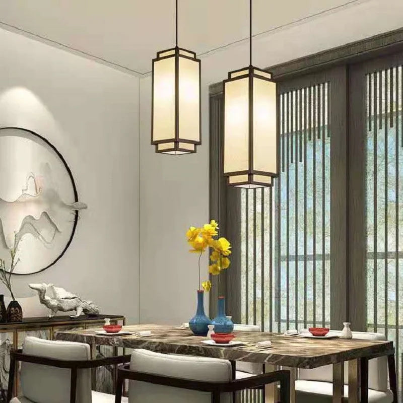 New Chinese Pendant lights for Living Room Dining Room Aisle Entrance Fabric Light Fixtures for Celling Chandelier Modern