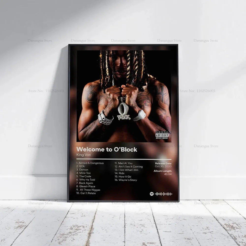 Music Album Poster Poster Prints Wall Art King Poster Von Welcome To O Block Canvas Painting Picture Photo Gift Room Home Decor