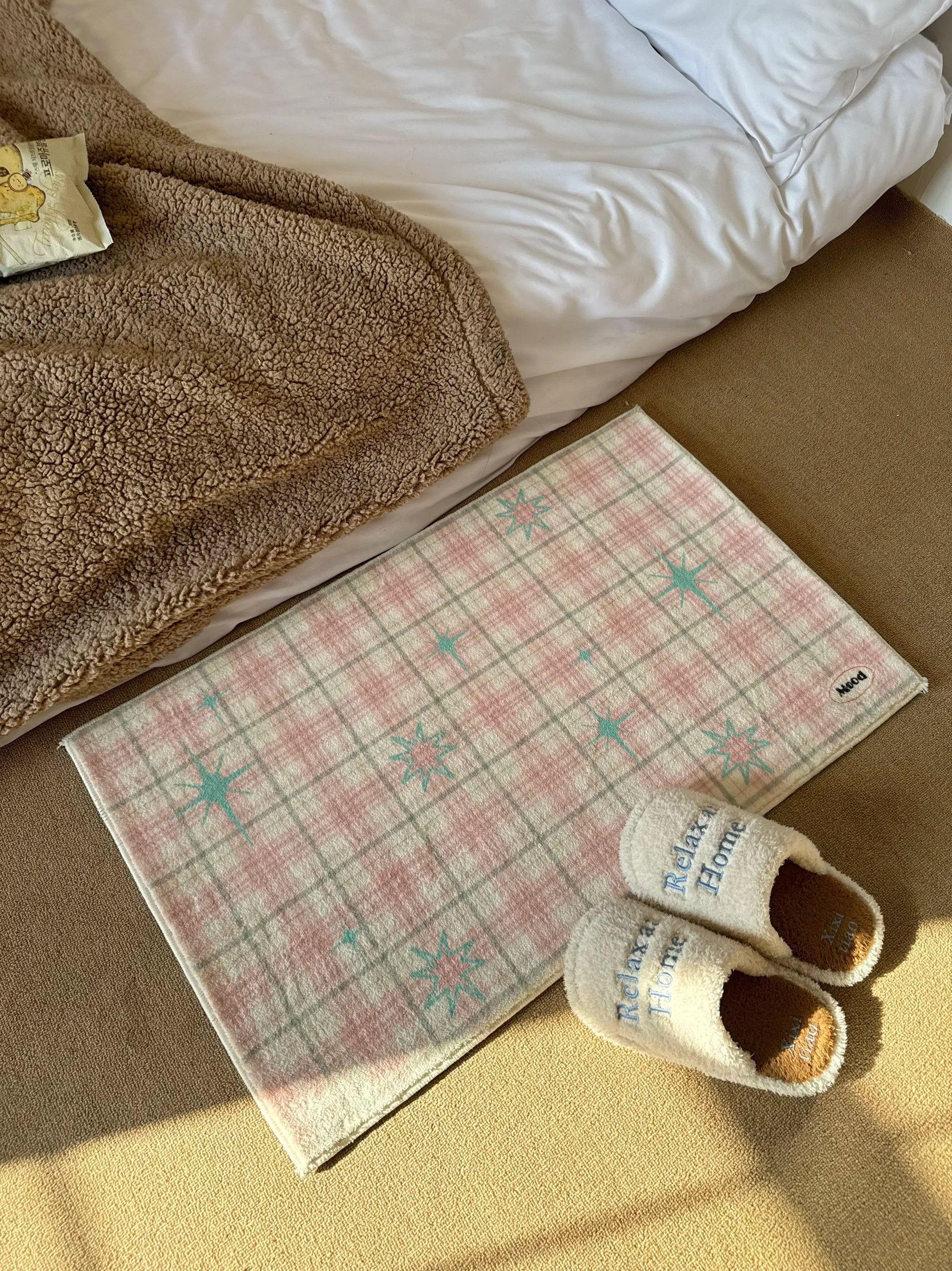 VIKAMA Ins Wind Star Carpet Cosy Insulated Cool Entry Doorway Door Mat Teenage Bedroom Bedside Blanket Home Decoration