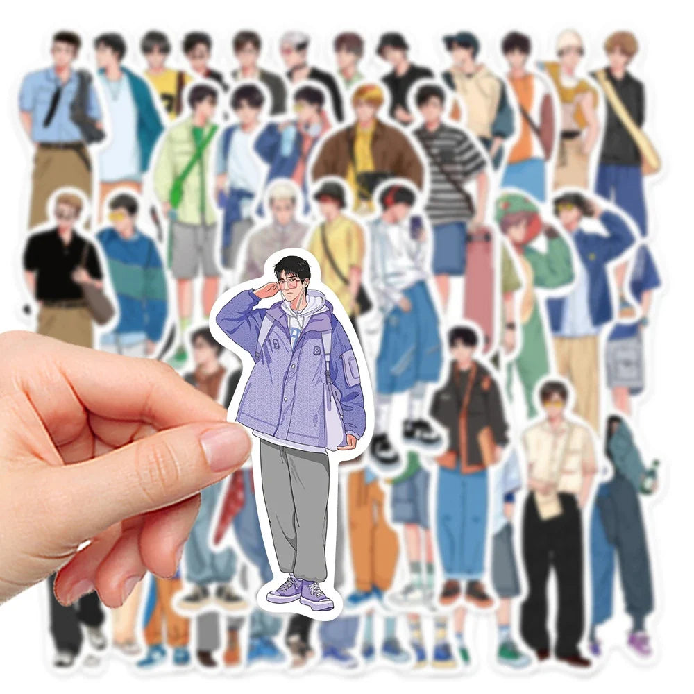 10/30/50pcs Ins Simple Fashion Hand-Painted Men Boy Stickers Laptop Phone Skateboard Notebook Cool Waterproof Sticker Kids Toy