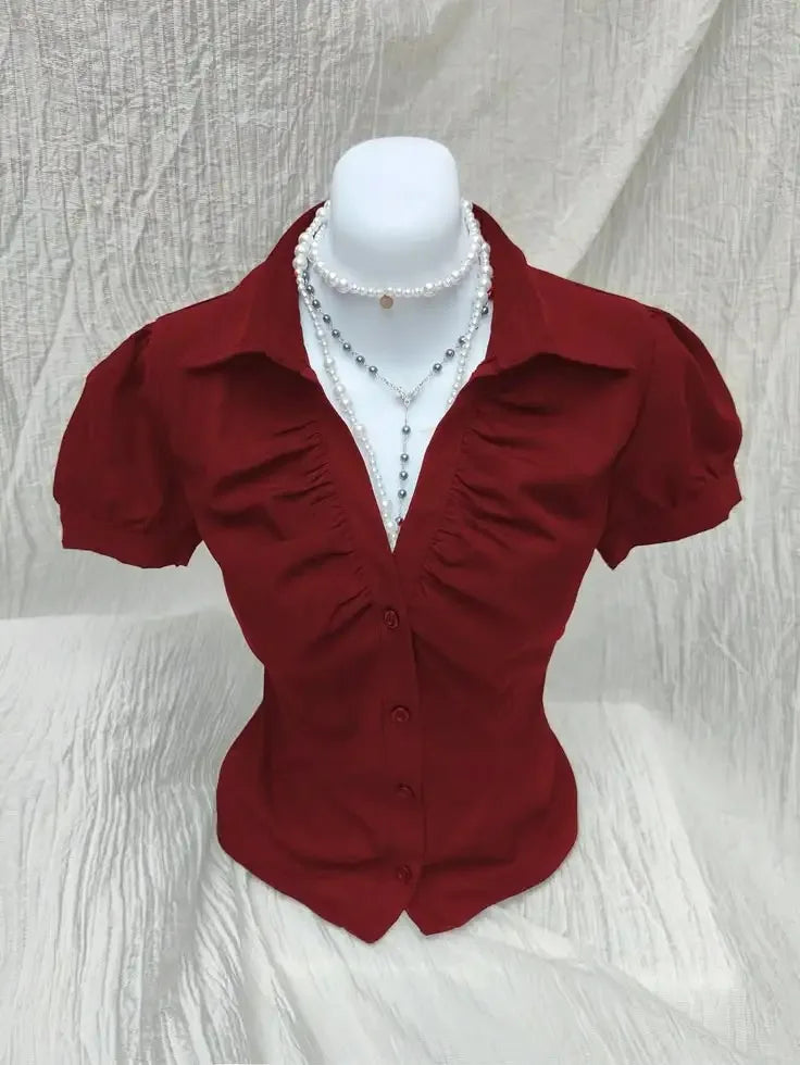 Vintage Aesthetic Women Personality Y2K Slim Clothing Fashion Shirts Harajuku Short Sleeve Tops Female Hot Classic Casual Tee