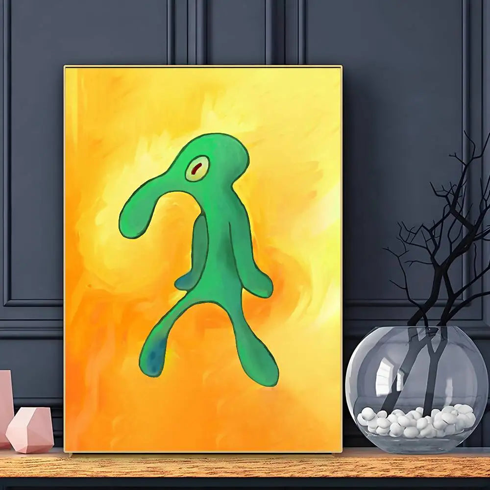 Monster Squid SquarePants Octopus Brother Poster Sticky Wall Art Printing Waterproof Home Living Bed Room Bar Aesthetic Decor