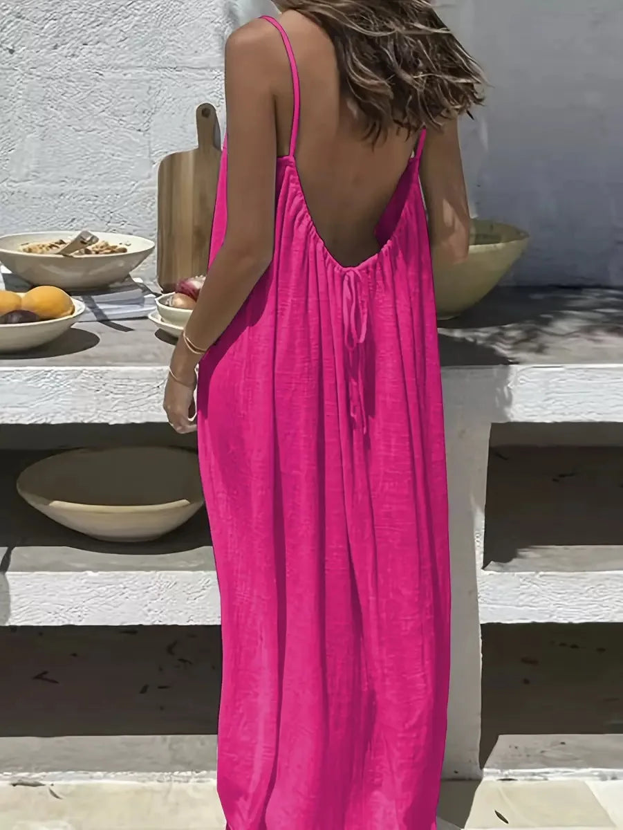 Women's Slip Dress, 2026 New Arrival, Backless Loose Design, Coat-Like Loungewear, Skin-Friendly Breathable Lazy Style, Home Cas