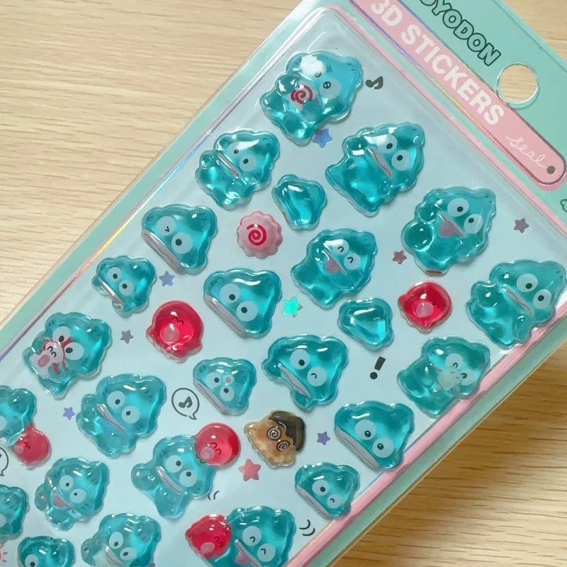 Cute Anime Hellokitty Kuromi Cinnamoroll 3D Sanrio Stickers Transparent Jelly Crystal Decorative Sticker Phone Case DIY Kids Toy