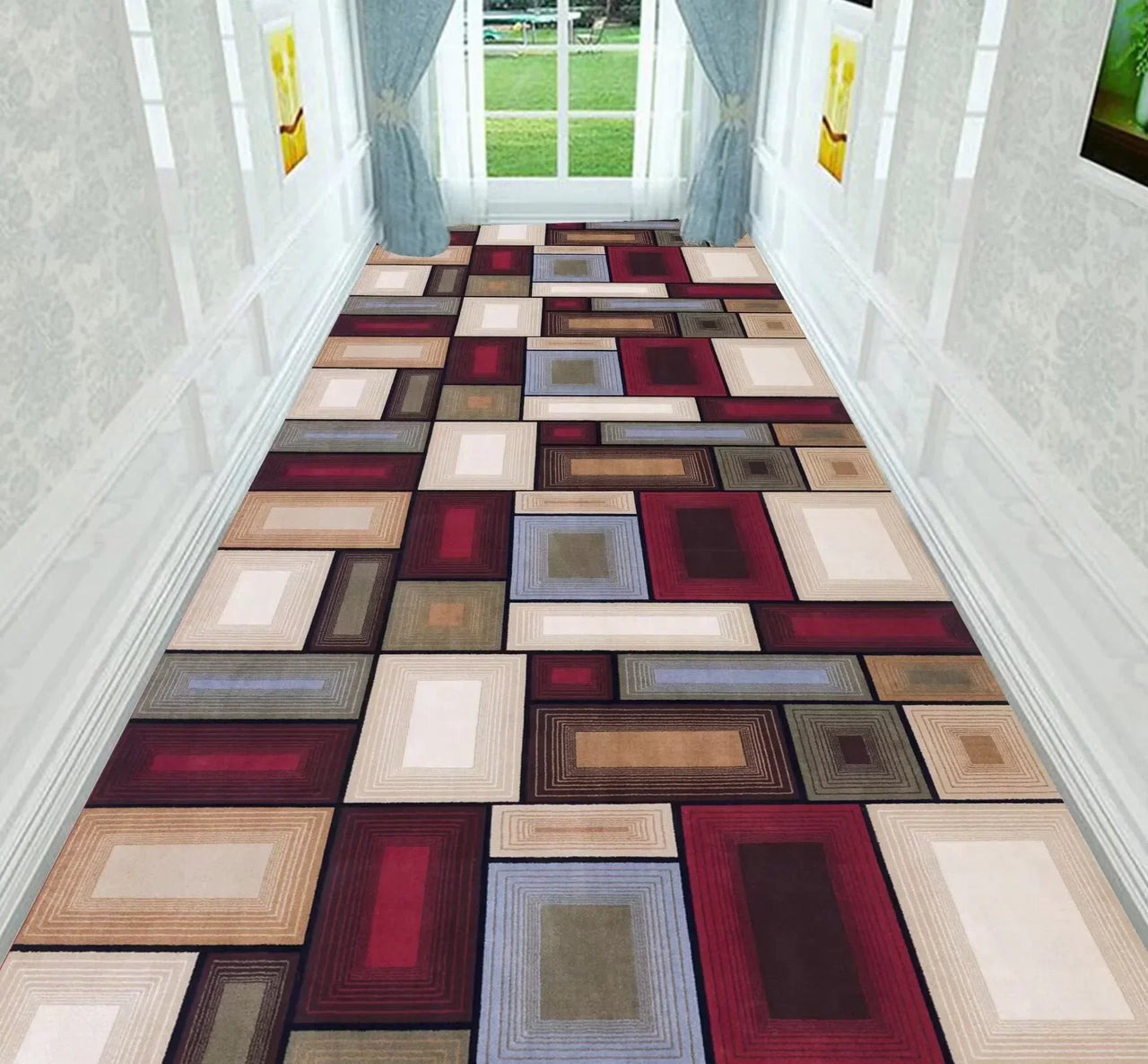 VIKAMA Simple Check Pattern Floor Mat For Kitchen, Corridor, Long Floor Pad, Anti-Slip And Easy To Clean Home Decoration