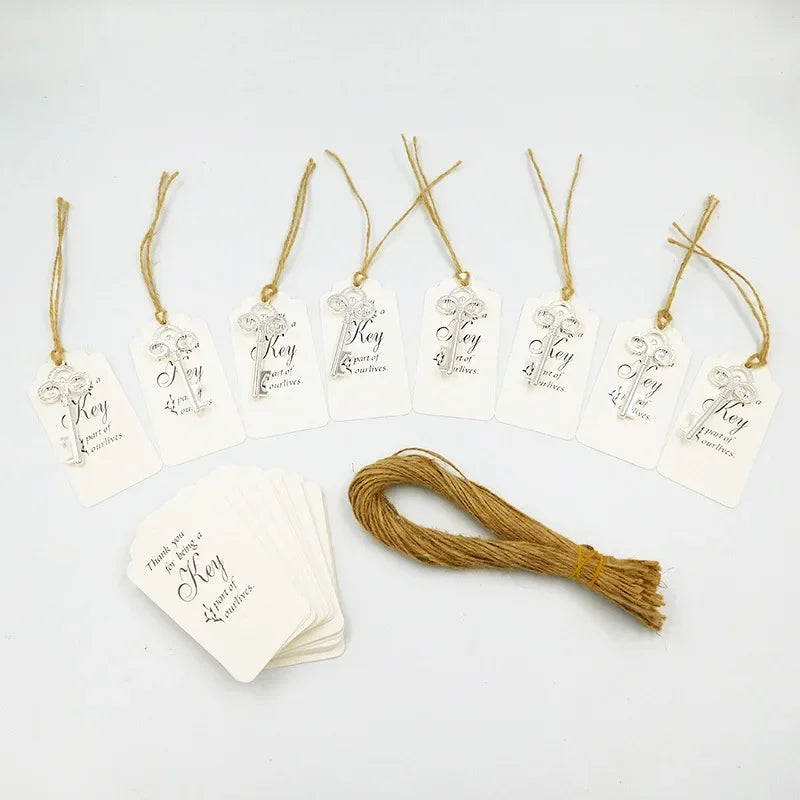 8cm Large 50Pcs/Set Skeleton Key Bottle Opener With Tag Card Twine Suitable For Wedding Gift, Baby Shower Party Gifts