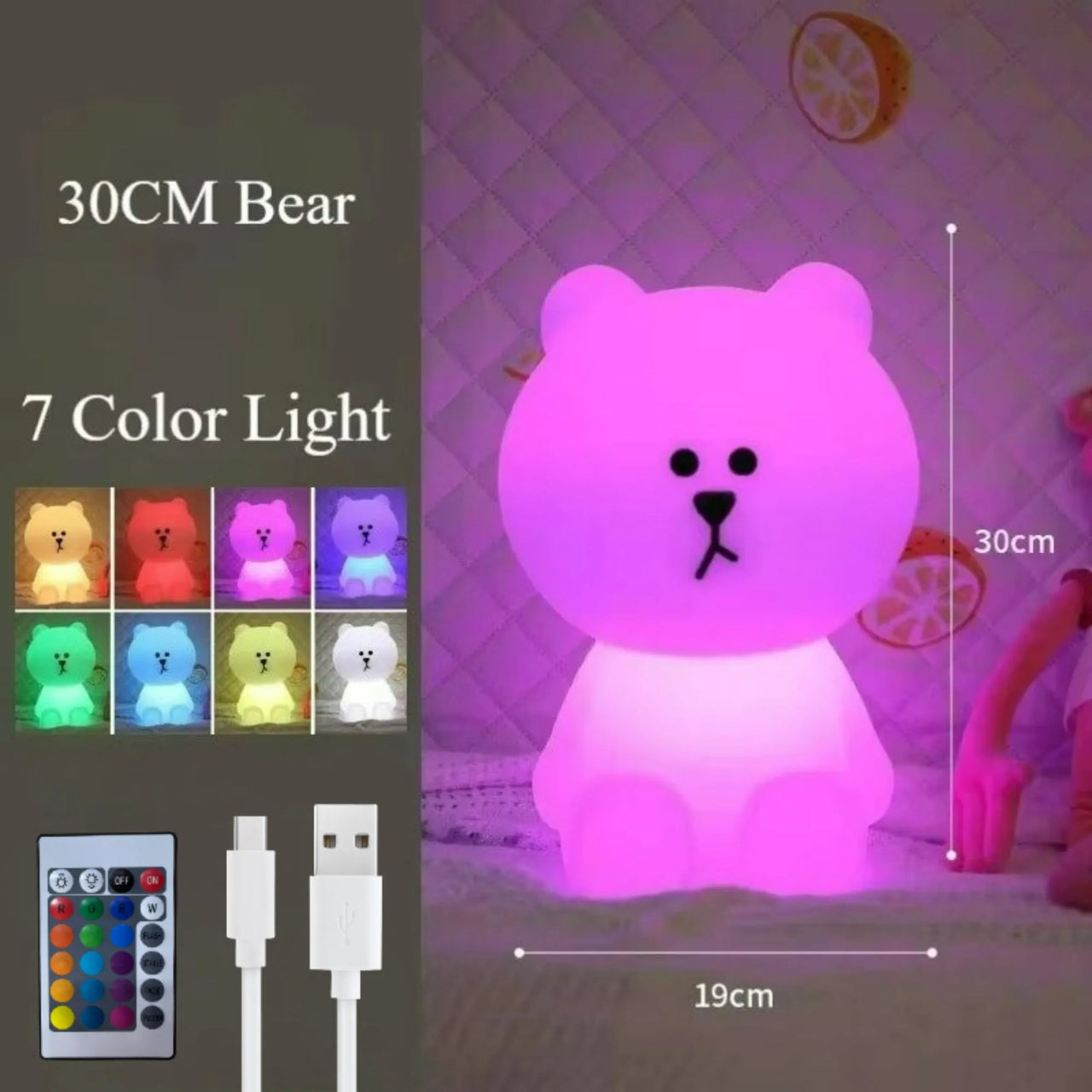Cute Lighting Mood Light with Remote Control Dimming Cute Cartoon Children's Gift Bedroom Bedside Lamp Living Room Floor Lamp