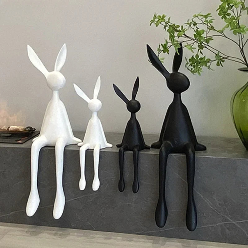 Creative Home Decor Rabbit Statue Abstract Art Sculpture Desk Living Room TV Cabinet Wine Cabinet Handicrafts Ornaments