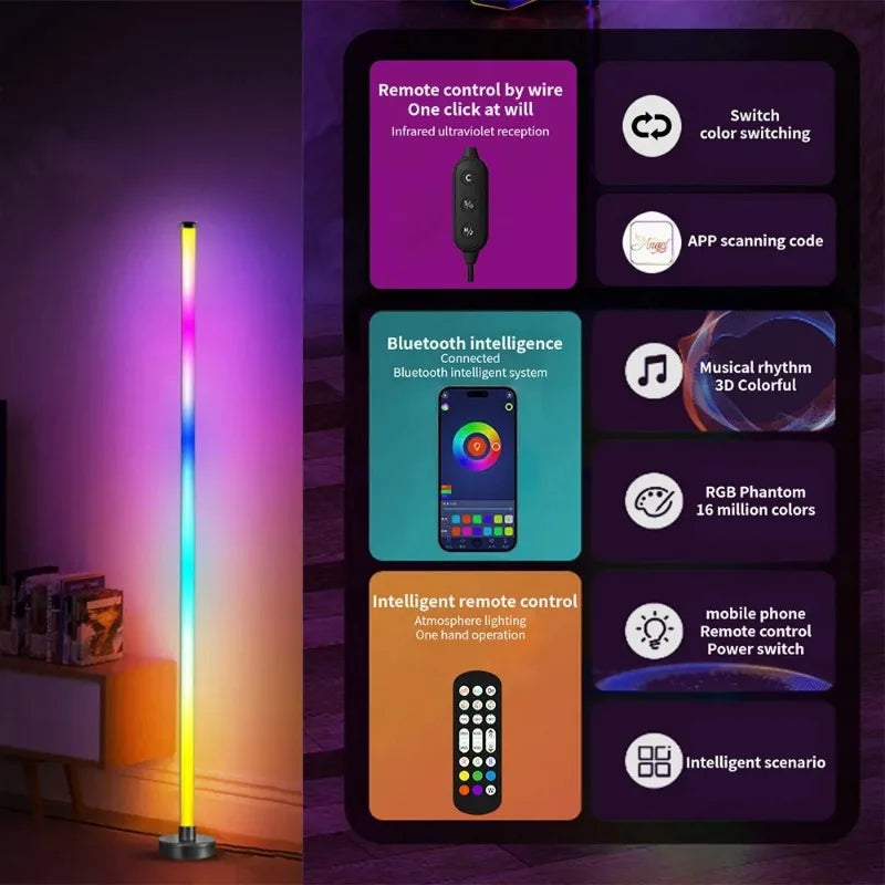 LED Atmosphere Lamp Floor Lamp RGB Remote Control and APP Control Music Synchronization Lighting Esports Game Mood Table Lamp