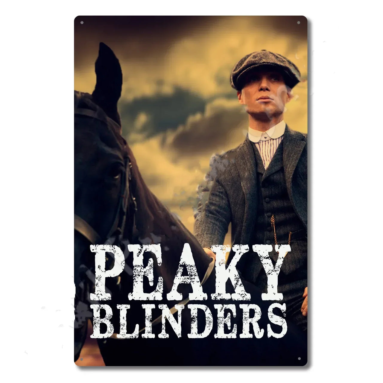 P-Peakys B-Blinders Whiskey Metal Sign - Retro Tin Plaque with Iconic Flat Cap & Whiskey Bottle Art, Eye-Catching Wall Decor