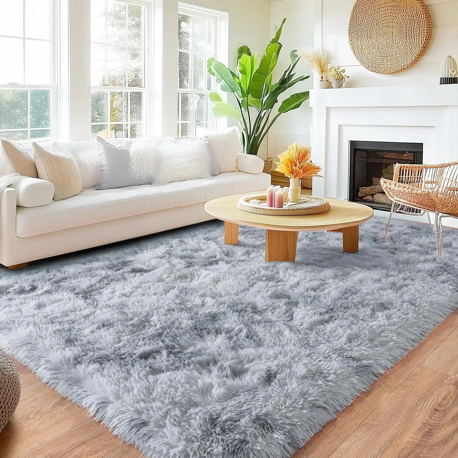 VIKAMA Minimalist Shaggy Living Room Rug, Soft and Fluffy Area Rug, Bedroom Dormitory Children's Room Carpet, Home Decor