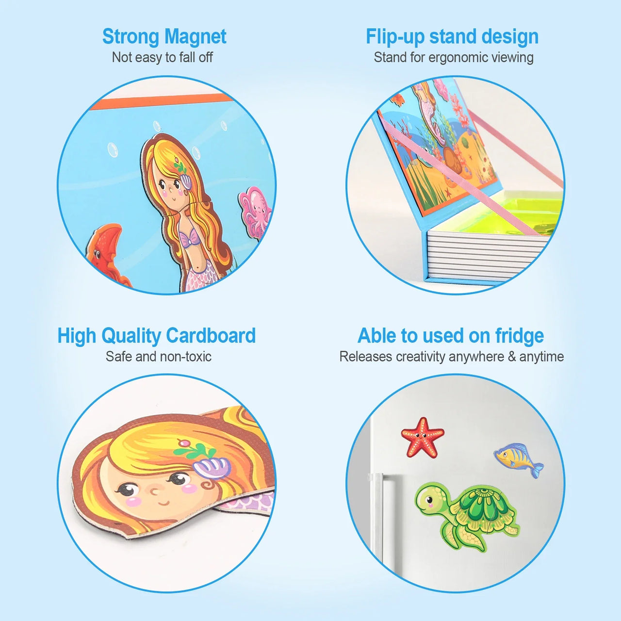 Kids Intelligent 3D Jigsaw Toys Magnetic Puzzle Book Brain Training Games Educational Montessori Toys for Kids Gifts Xmas Toys