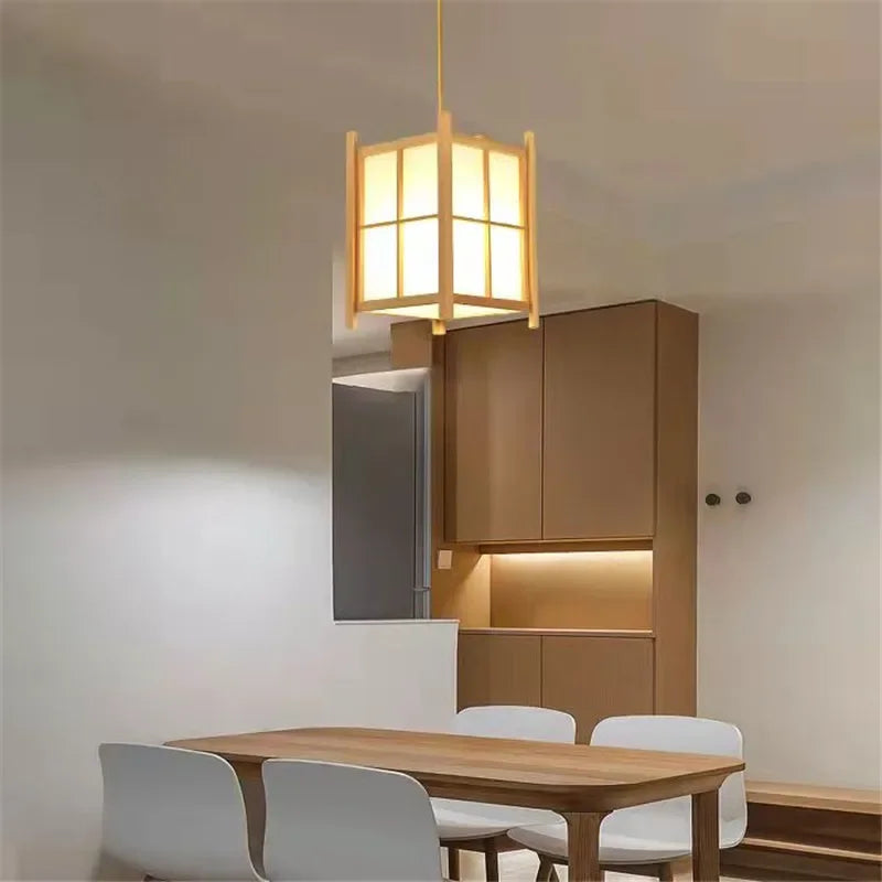 Solid Wooden Pendant Light For Livingroom Dining Room Kitchen Homestay Japan Style Suspension Hanging Lamp Art Decoration E27