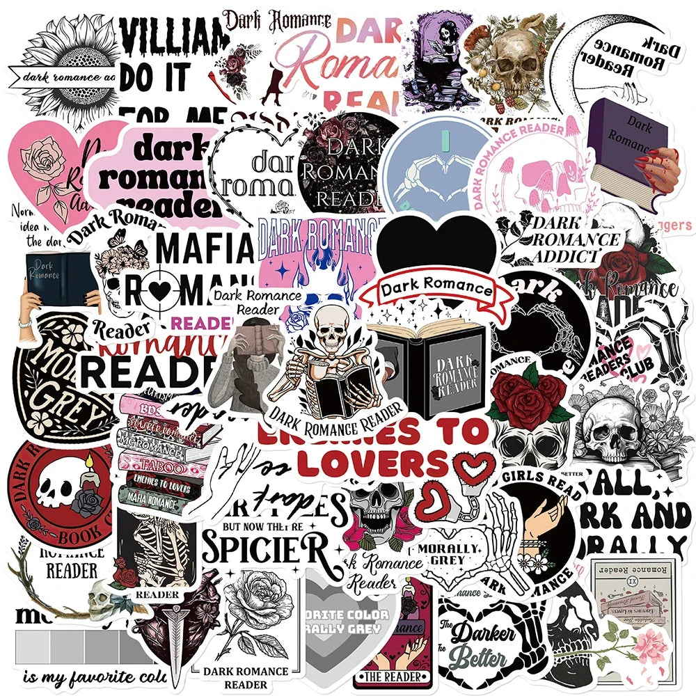 10/30/50pcs Cool Gothic Dark Romance Reader Stickers Decals Laptop Phone Suitcase Fridge Skateboard Waterproof Sticker Kids Toys