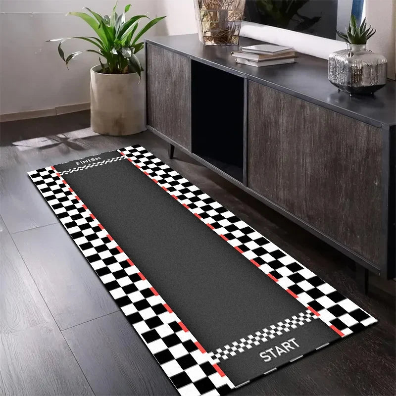 VIKAMA Track Design Carpet Durable Non-Slip Home Decor for Living Room, Bedroom, Kitchen, Hallway - Durable Polyester Fibre Mat