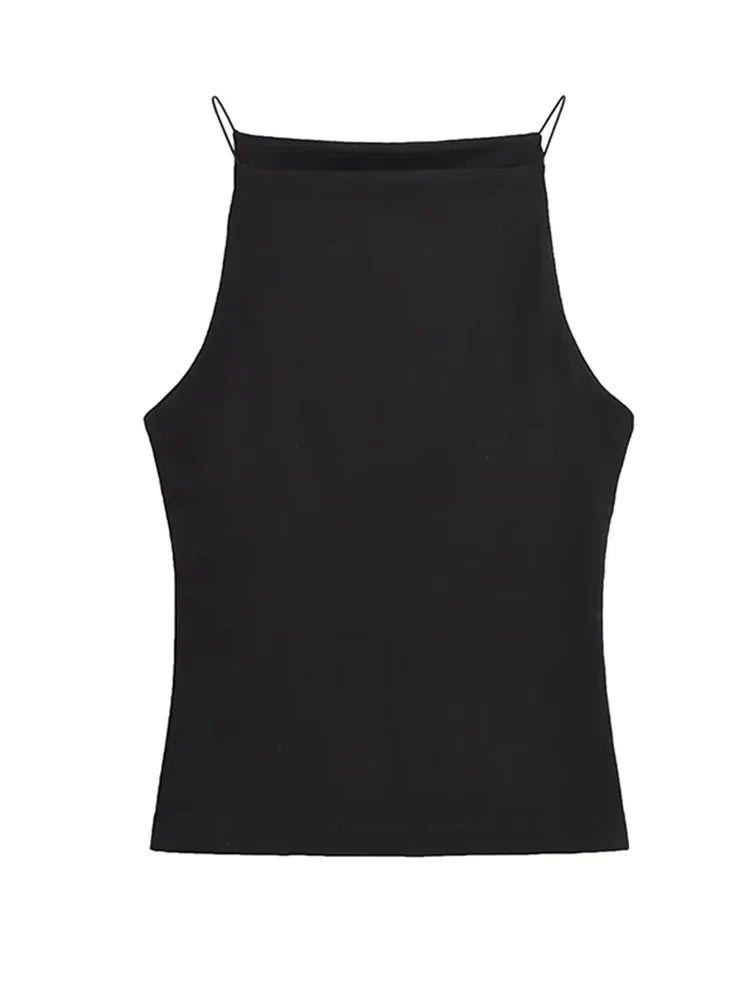 Women's Halter Tank Top Sleeveless Thin Straps Solid Color Camisole Fashion Female Top