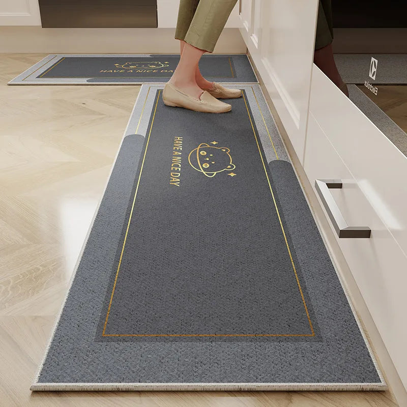 VIKAMA 1/2PC Cartoon Easy To Manage Kitchen Floor Mat Home Long Crystal Velvet Carpet Dirt Resistant and Non-Slip Floor Mat