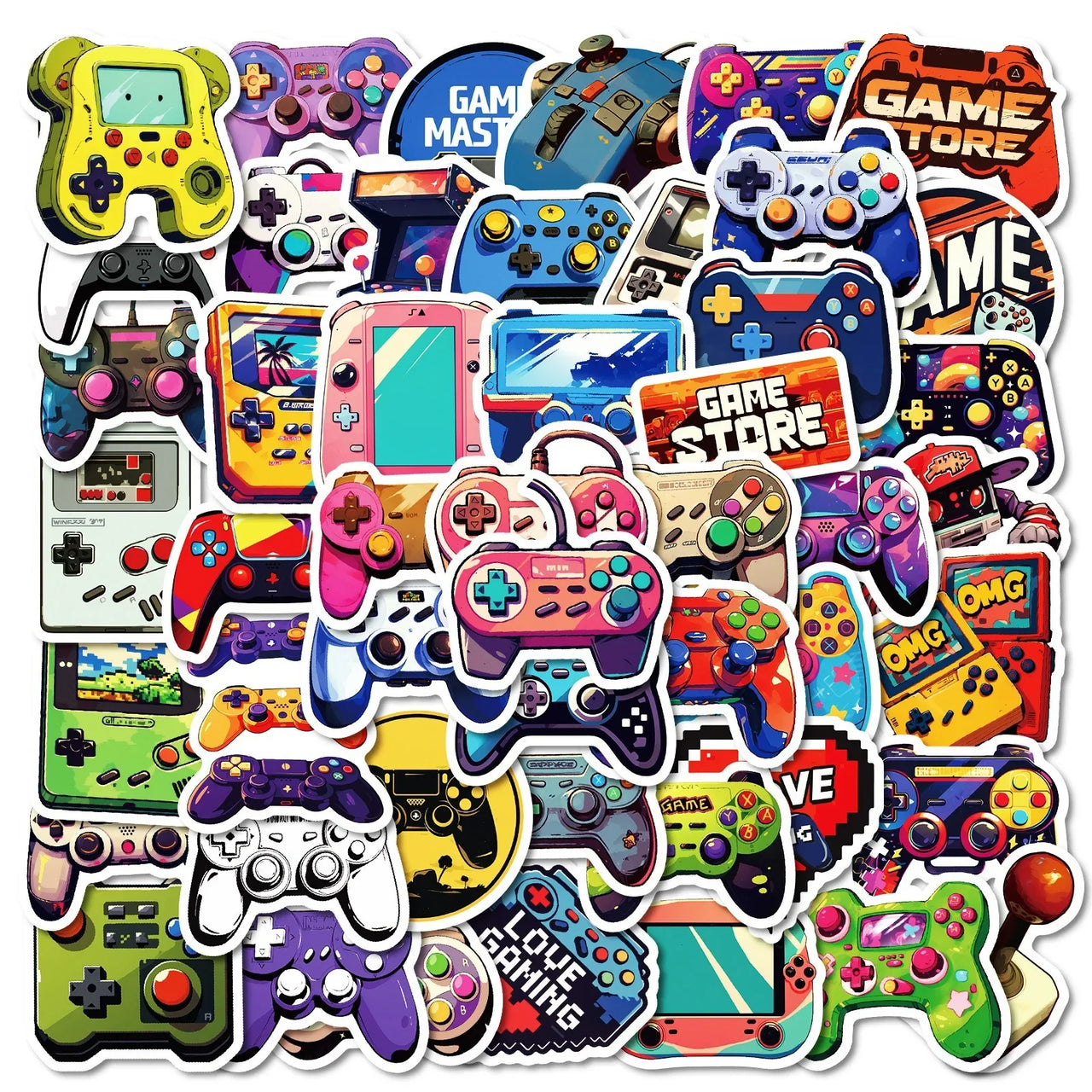 50/100PCS Cartoon Hand Drawn Controller Game Console Graffiti Waterproof Decor Sticker DIY for Laptop Stationery Notebook