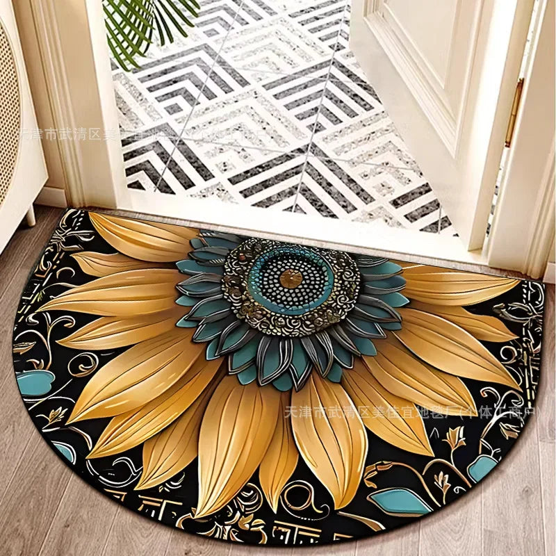 VIKAMA Bohemian Semi-Circular Carpet, Indoor And Outdoor Entrance Mat, Bathroom Door Mat, Soft And Anti-Slip Home Decoration.