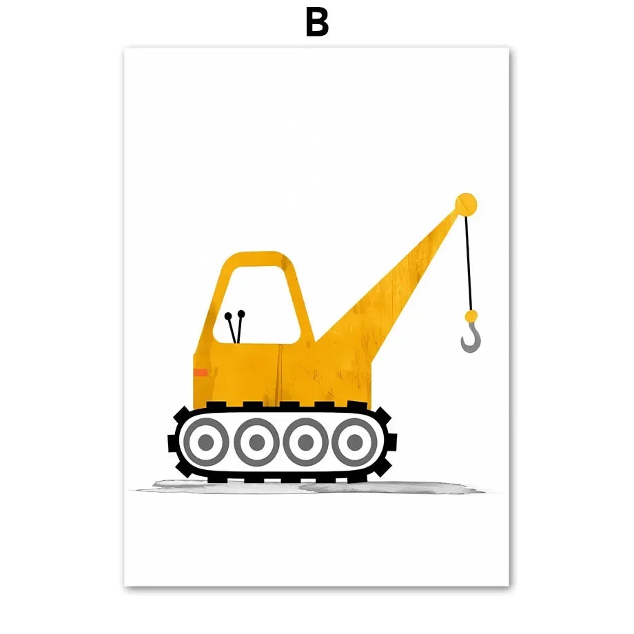 Modern Nordic Style Canvas Print Painting Poster Cartoon Car Letter Number Children Wall Picture Art Studio Kids Room Home Decor