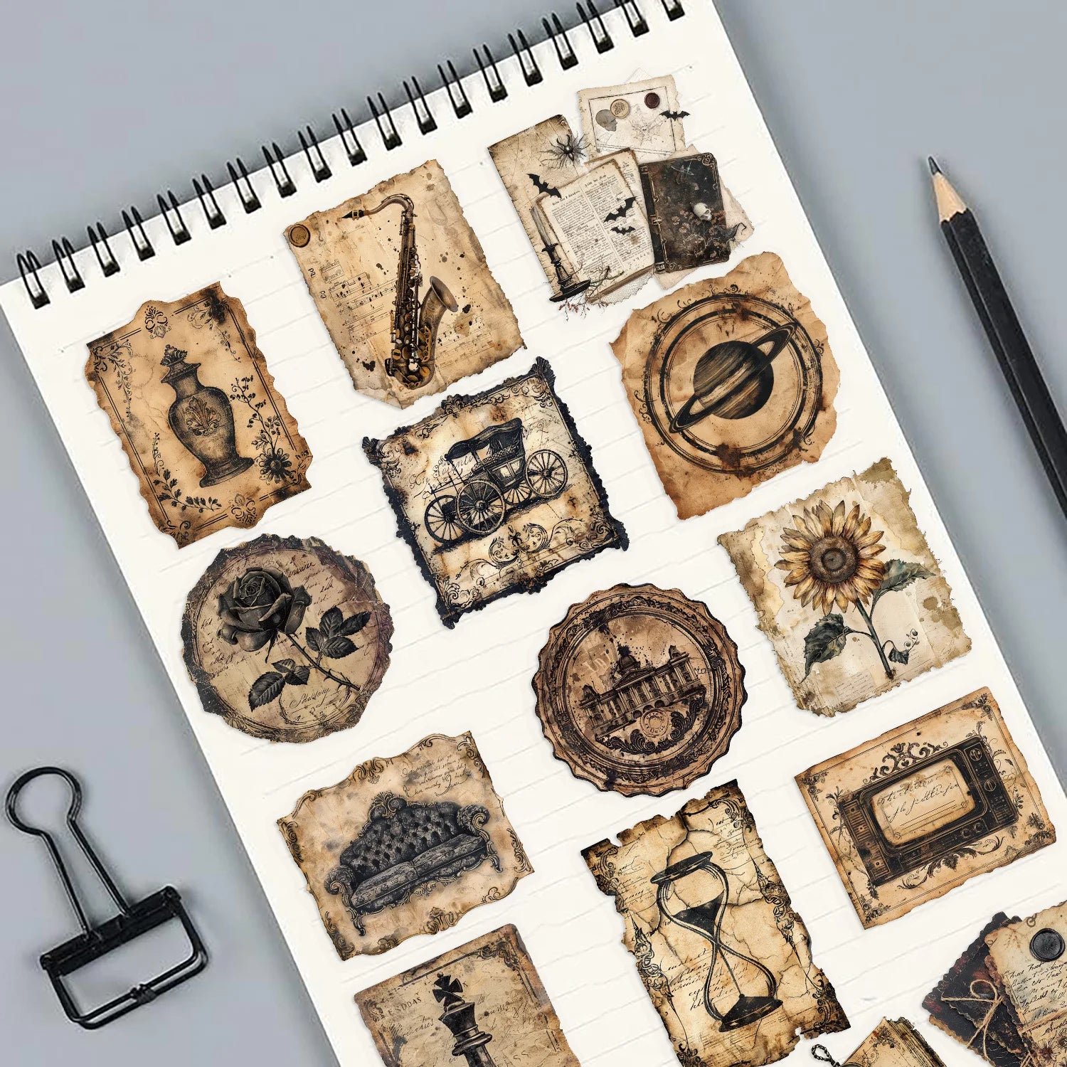 50/100PCS Cartoon Retro Label Sticker Pack Waterproof Transparent PET Decorative Guitar Notebook Stationery Stickers