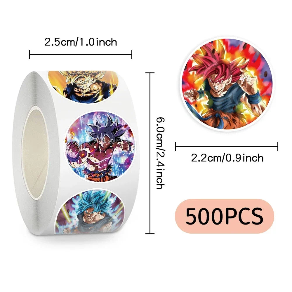 500pcs Anime Dragon Ball Sealing Stickers Guko Cute Cartoon Anime Stickers Round Diy Decor Album Diary Label Graffiti Sticker
