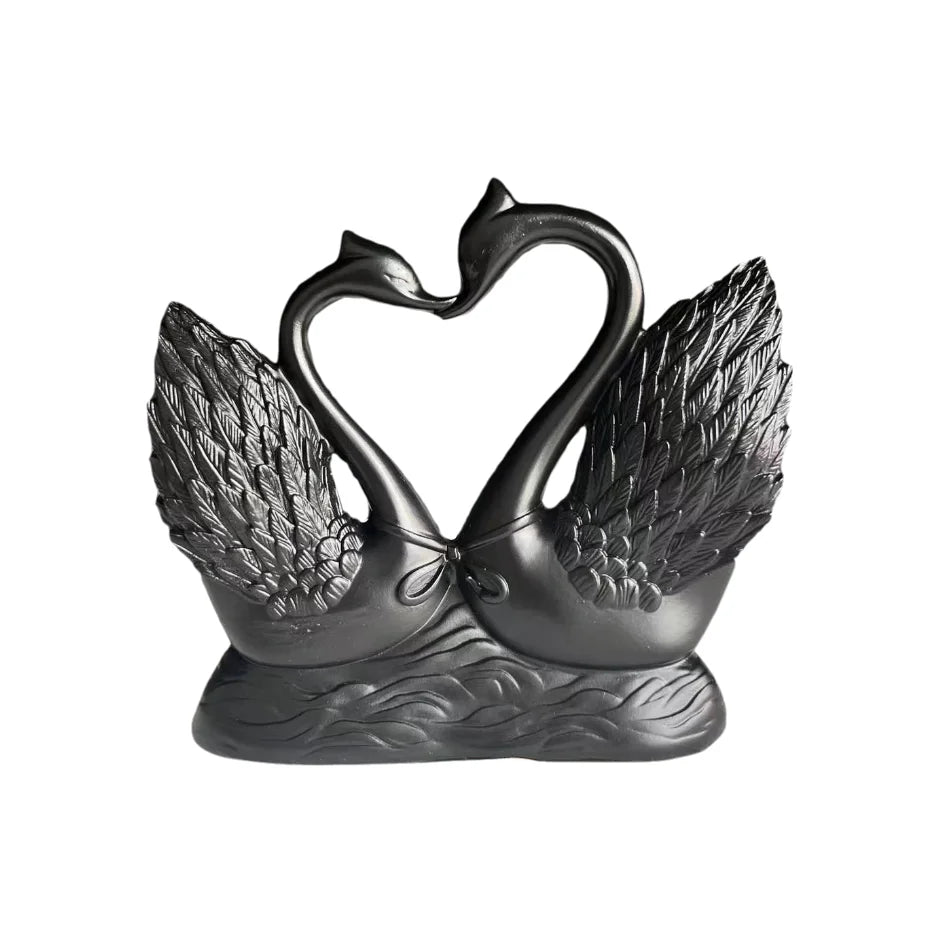 1 Piece of Simple and Modern Heart-To-Heart Couple Swan Statue Ornament, Romantic Love Home Decoration, Romantic Art Sculpture for Living Room Tabletop