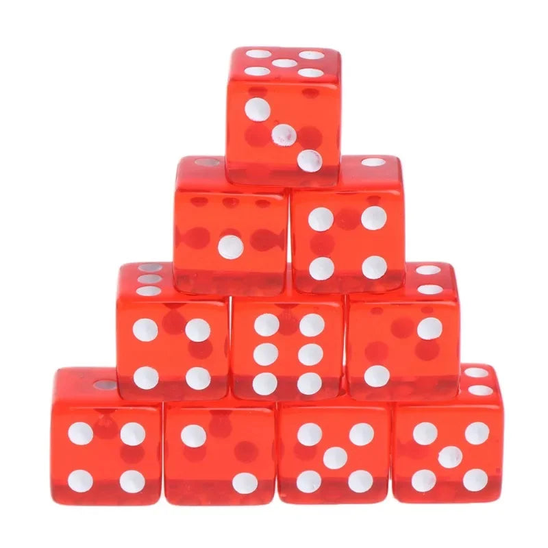 10pcs/set Transparent Dice Right Angle Dice Board Game Accessories 16mm