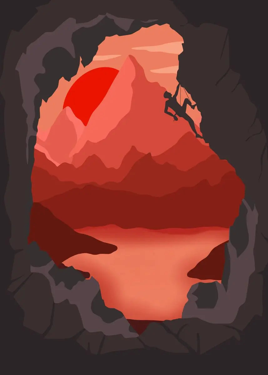 Abstract Rock Climbing Adventure Posters and Prints Canvas Painting Mountain Sun Wall Art Pictures for Living Room Home Decor