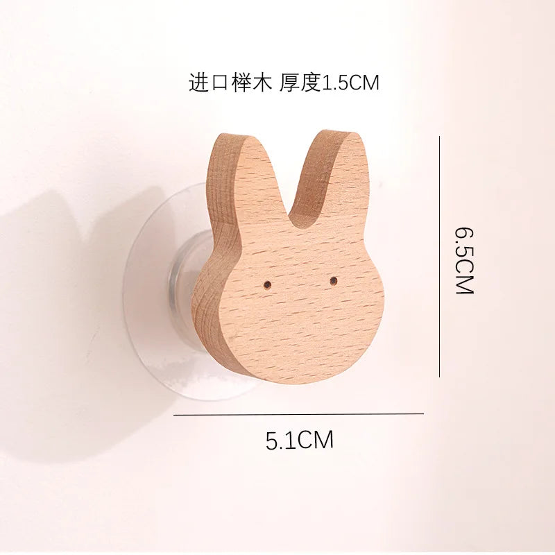 Star Moon wooden decoration Hooks Cute Cartoon animal adhesive wall omnipotent Hooks key holder for the wall home and decoration