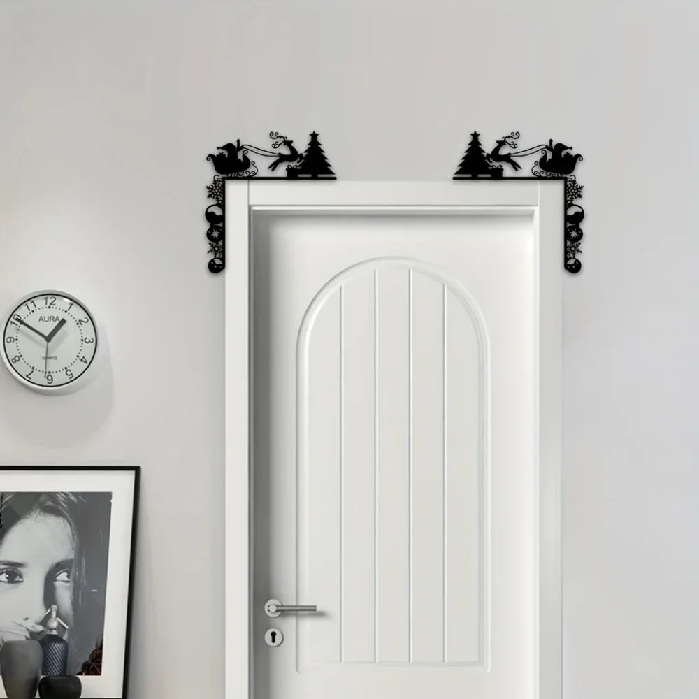 Charming Metal Sleigh Wall Stickers: Ideal for Door Corner Decorations, Christmas Party Decor and Stylish Metal Wall Hanging