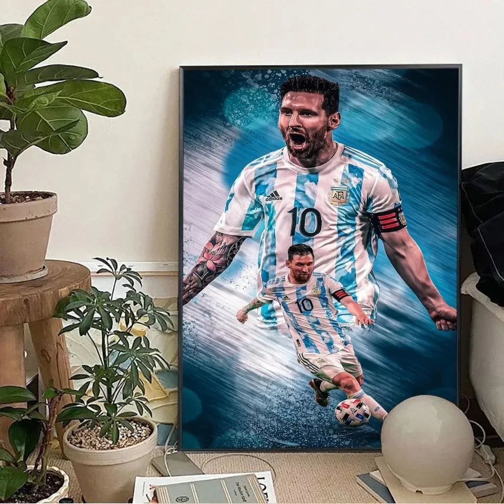 Classic, Sports - Rionel Messi - Football, Wall Art, Canvas Print Poster, Home Living Room Bedroom Decor, Stadium Wall Art