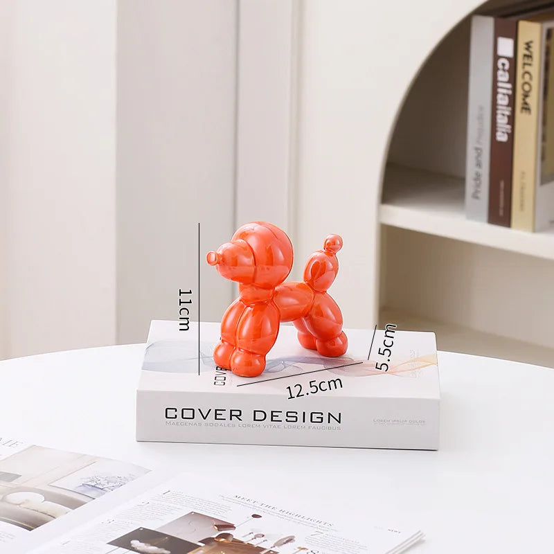 12.5cm Mini Ceramic Poodle Abstract Ornament Creative Sculpture Study Room Statue Home Office Accessories Festival Decoration