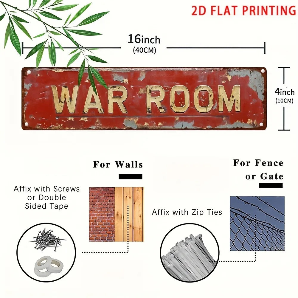 Retro War Room Metal Tin Sign - 4x16
