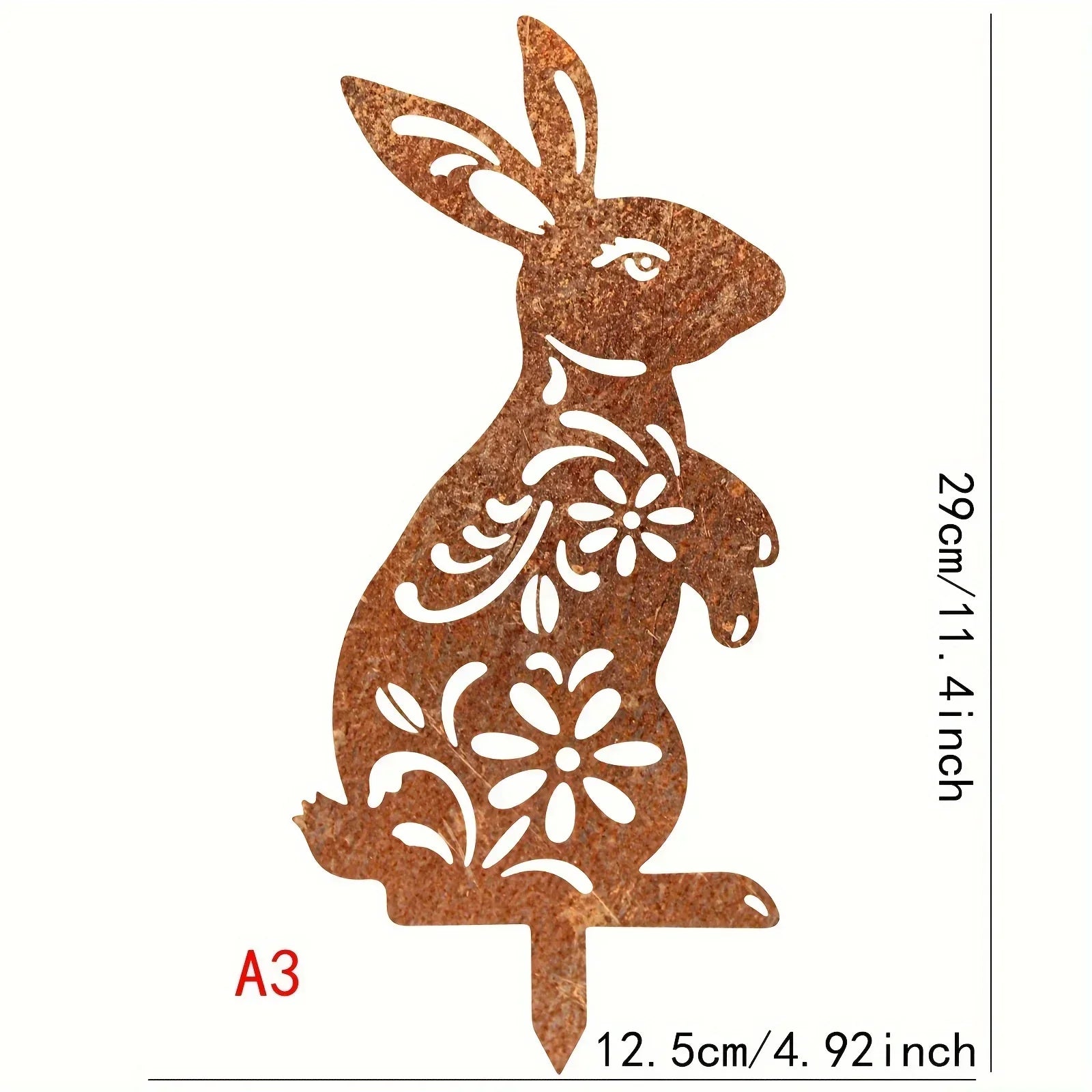 Lovely Rustic Metal Rabbit Garden Post Patinated Rusty Finish Great for Outdoor Adornment Backyard Patio Farm Area