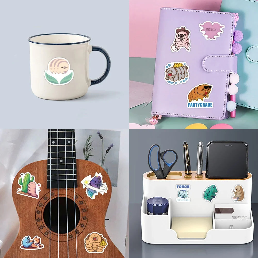 10/30/50pcs Cool Cartoon Animal Tardigrade Stickers Stationery Fridge Travel Luggage Guitar Car Classics Toy Sticker for Kids