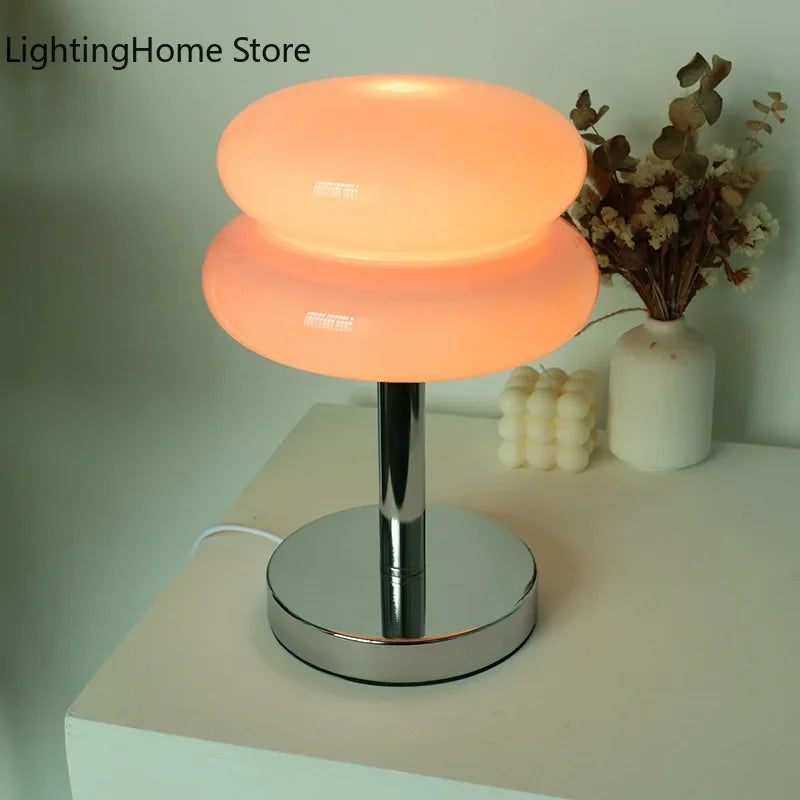 Ins Glass Stained Table Lamp Children's Lamp Bedroom Bedside Atmosphere Lamp Decoration Egg Tart Lamp Drop Shipping Dropshipping