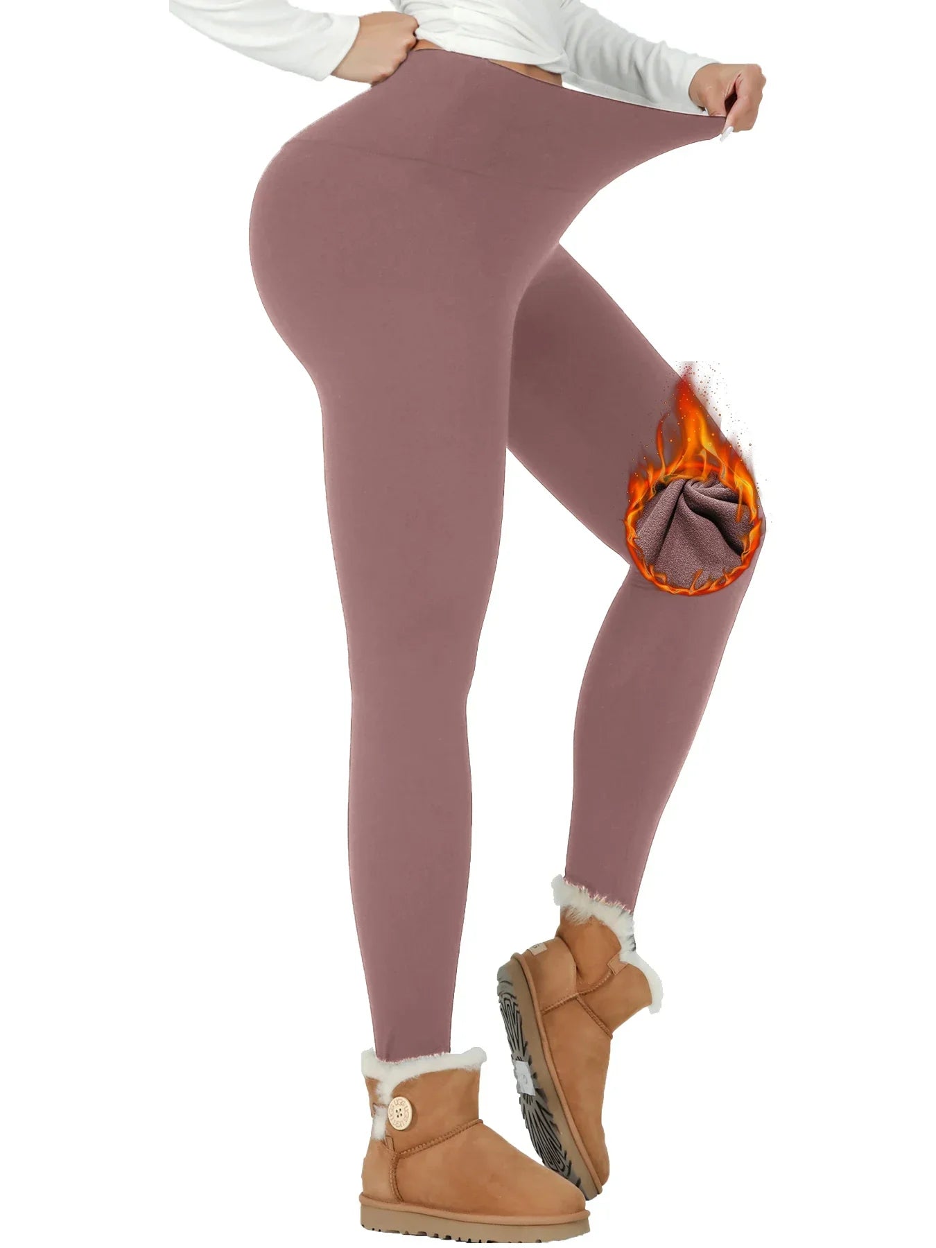 Womens Thermal Fleece Lined High Waisted Leggings. Workout Winter Warm Thick Tights Soft Yoga Pants