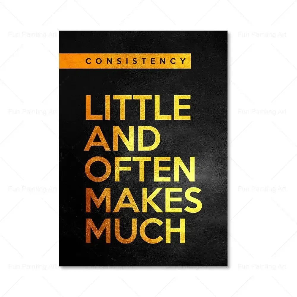Motivational Quote Art Posters for Wall Black Golden Letters Inspiring Canvas Painting Wall Art Picture Office Living Room Decor