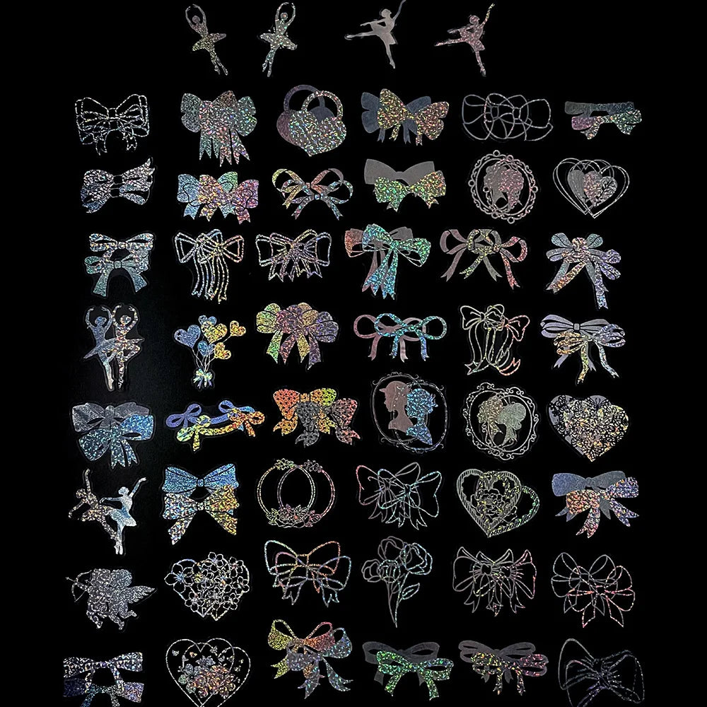 100pcs Cute Cartoon Anime Laser Holographic Stickers Aesthetic Butterfly Decal Scrapbook Laptop Phone Car Funny Sticker for Girl