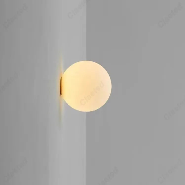 European Modern Minimalist LED Cream Wind Ball Wall Lamp Living Room Corridor Study Bedroom Bedside Lighting