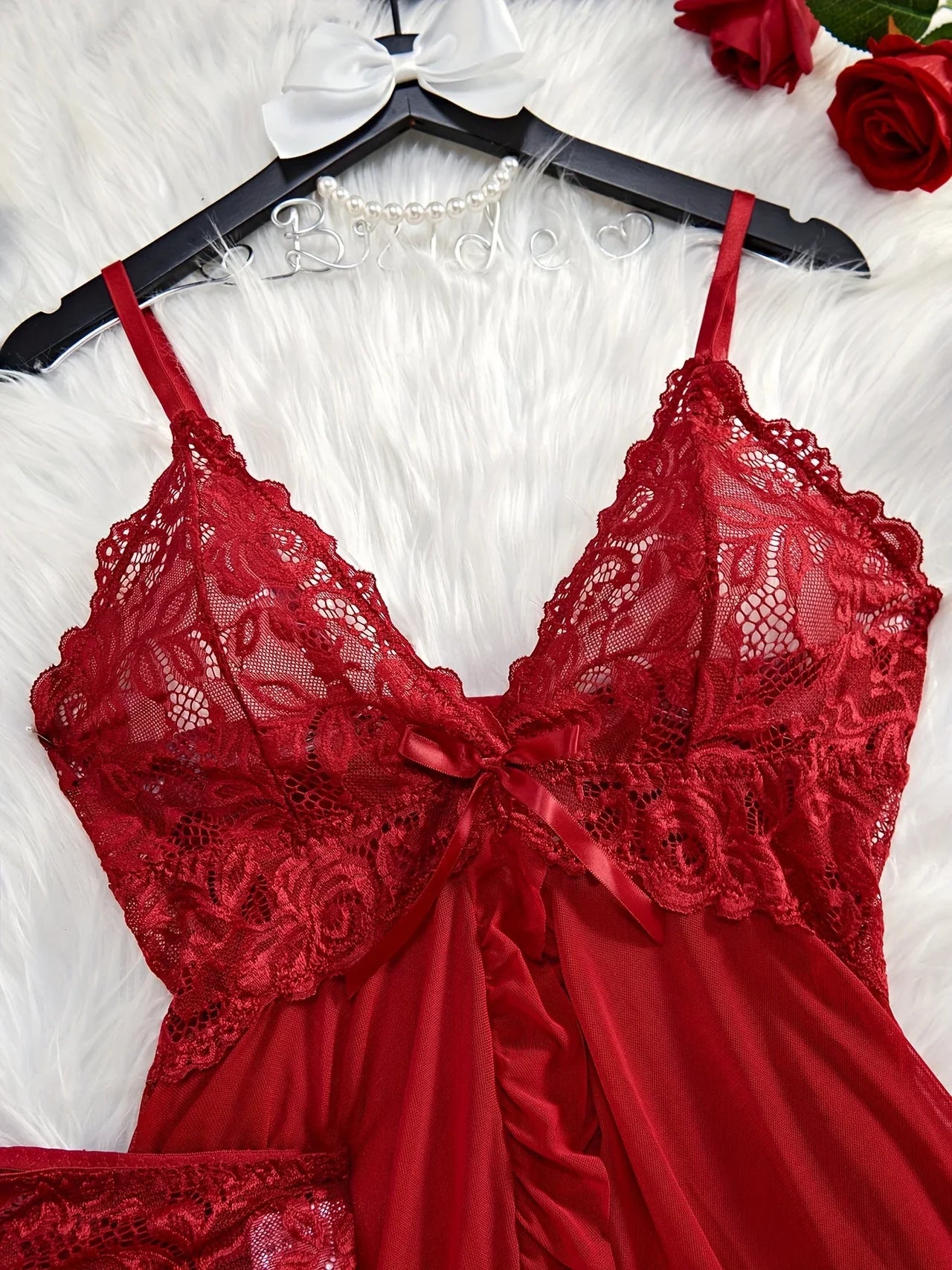 Lace Lingerie Set Women's Sexy Babydoll Chemise Romantic Ruffle Nightgown Delicate Panty Set New Hot Fashion Gift Luxuriou