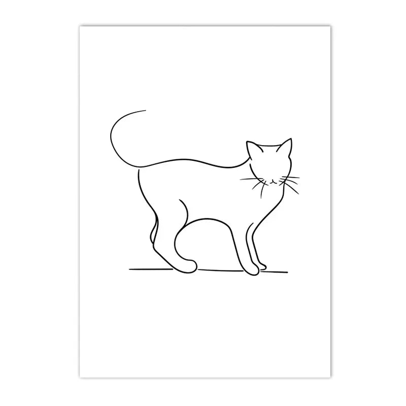Abstract Pet Dog Cat Poster Canvas Painting Line Drawing Wall Poster Black White Minimalist Art Prints Nordic Picture Home Decor